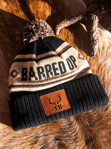 Barred Up Pom Pom Beanie
